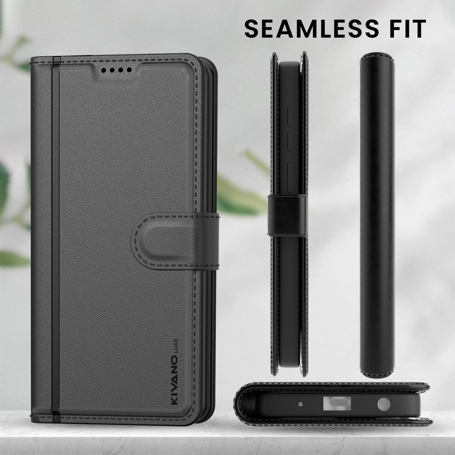 Leather Wallet Case for Motorola edge 50 fusion ?Stylish Flip Folio Cover with Card Holder, Stand -KIVANO LUXE - Aibex